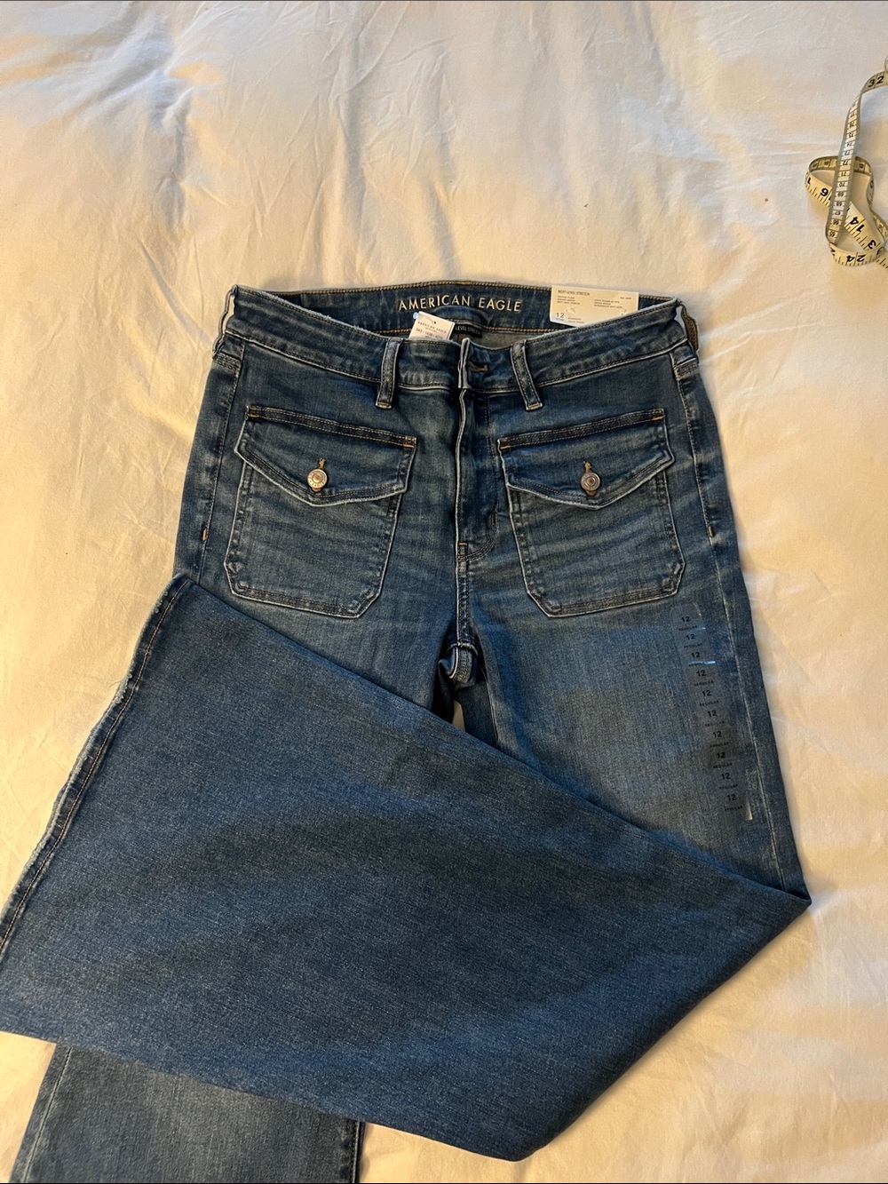 American Eagle Outfitters Women's Dark Blue Flare Jeans - Picture 2 of 5
